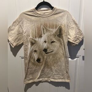 NWOT The Mountain Tan Wolf Print Short Sleeve Tee